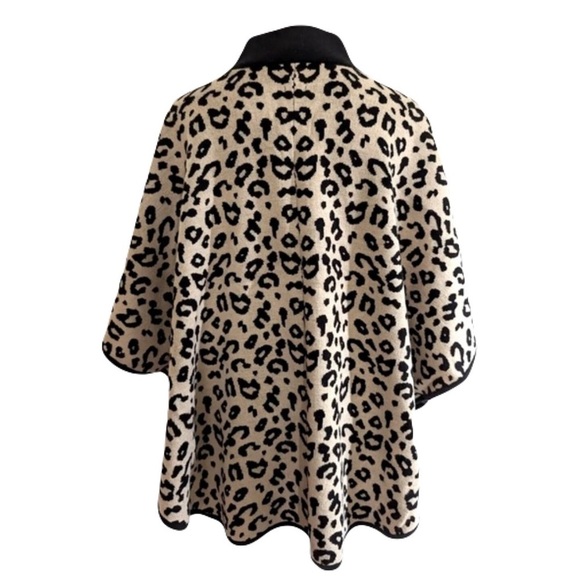 Anne Klein Poncho Sweater Leopard Print Size S - Picture 2 of 8